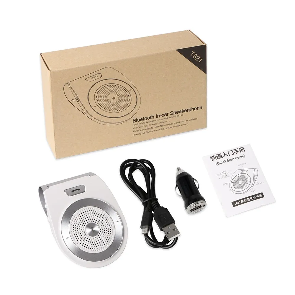 2017 Car Bluetooth Kit T821 Handsfree Speaker Phone Support Bluetooth 4.1 EDR Wireless Car Kit Mini Visor Can Hands Free Calls