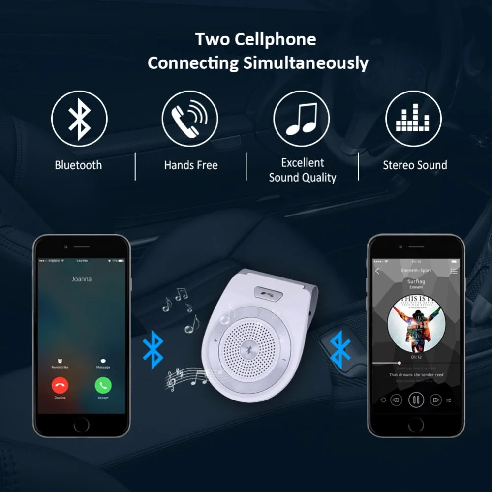 2017 Car Bluetooth Kit T821 Handsfree Speaker Phone Support Bluetooth 4.1 EDR Wireless Car Kit Mini Visor Can Hands Free Calls