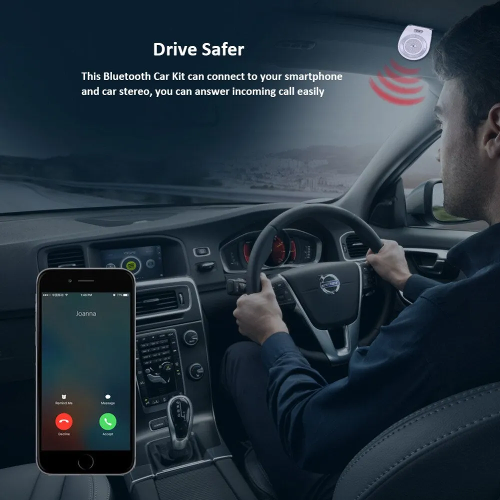 2017 Car Bluetooth Kit T821 Handsfree Speaker Phone Support Bluetooth 4.1 EDR Wireless Car Kit Mini Visor Can Hands Free Calls