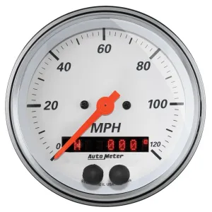 Autometer Arctic White Speedometer - 120 MPH - 3-3/8 in Diameter - Programmable - GPS - White Face