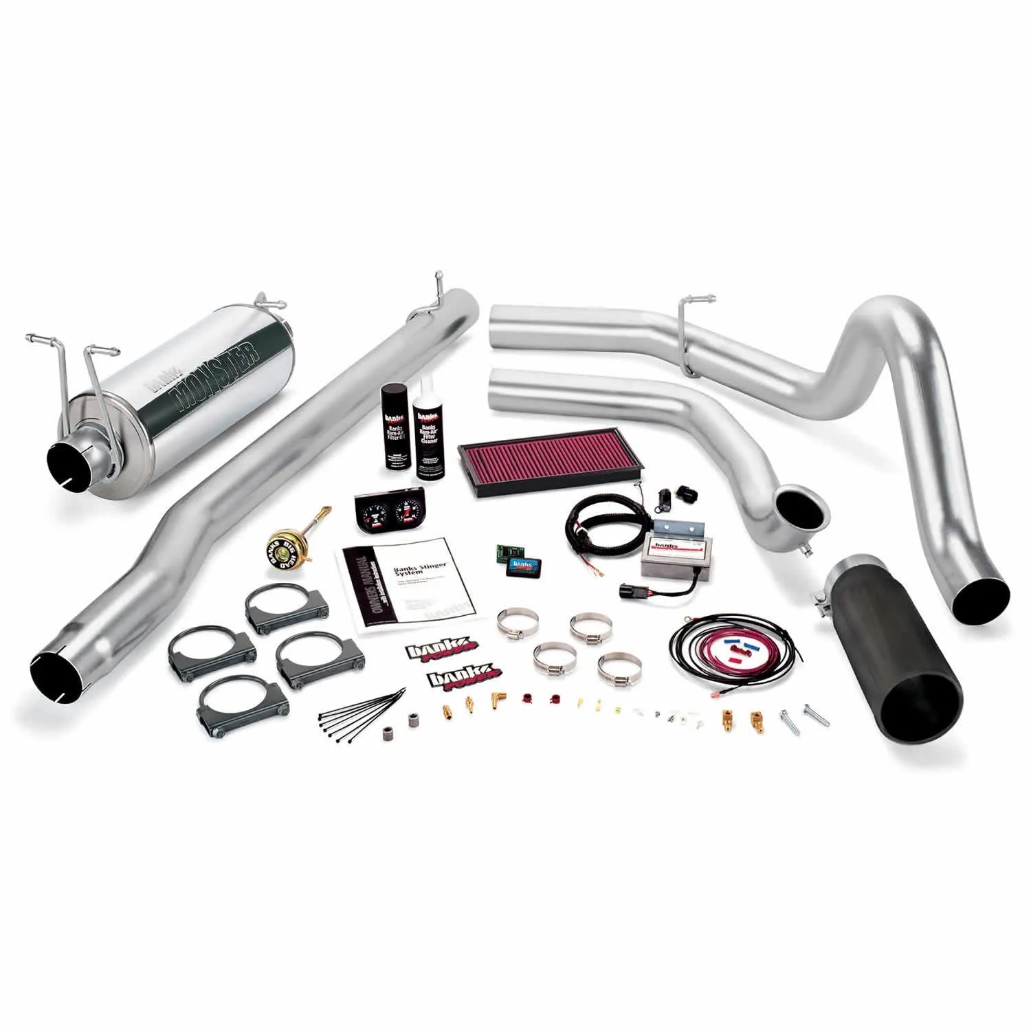 Banks Power 47518-B Stinger System; Single Exh; S/S-Black Tip-1999 Ford 7.3L F250/350; Man
