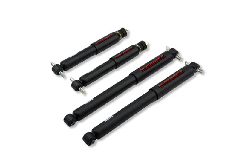 Belltech Nitro Drop 2 Shock - Twintube - Steel - Black Paint - Front/Rear - GM Compact SUV/Truck 1995-2003 (Set of 4)