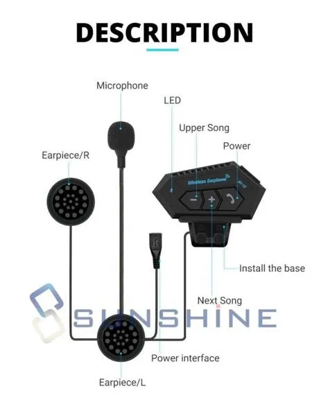 Bluetooth Motorcycle Helmet Speaker: Hands-Free Calling, MIC