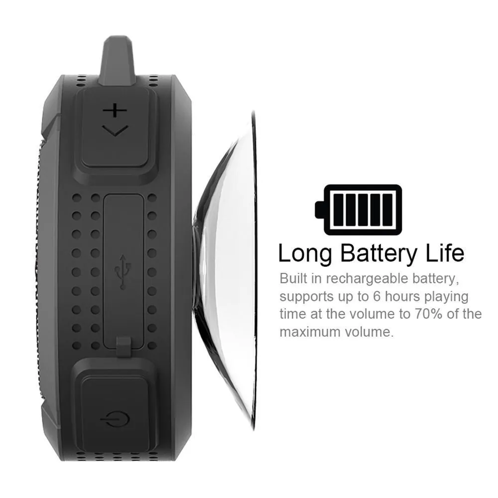 Bluetooth Waterproof Wireless Speaker Suction Cup For Smart Phone or Car W/Mic