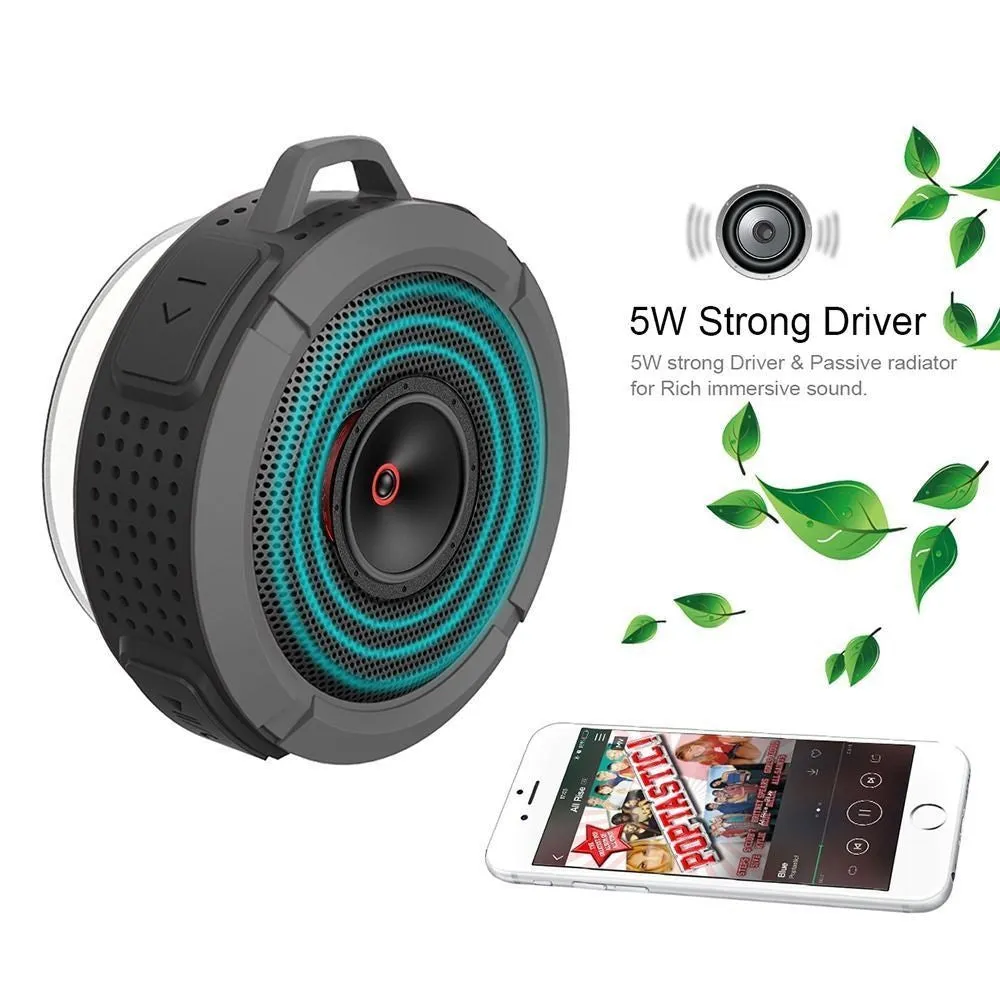 Bluetooth Waterproof Wireless Speaker Suction Cup For Smart Phone or Car W/Mic