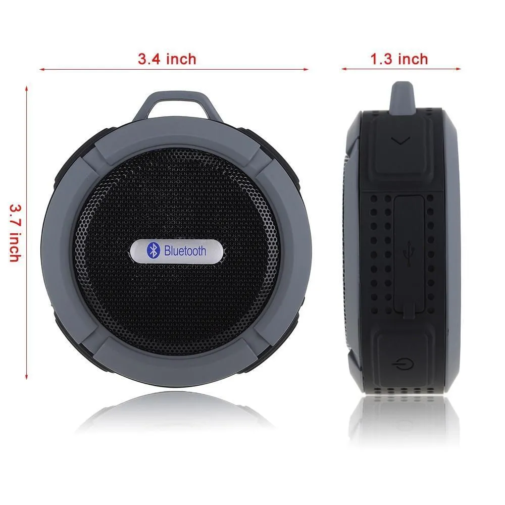 Bluetooth Waterproof Wireless Speaker Suction Cup For Smart Phone or Car W/Mic