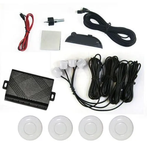 Car Reverse Parking 4 Sensor Security Led Display White With Buzzer & Display