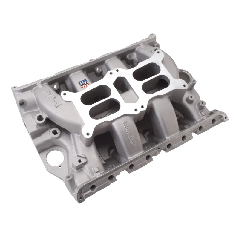 Edelbrock Dual Quad Intake Manifold Dual Square Bore Dual Plane Aluminum - Natural