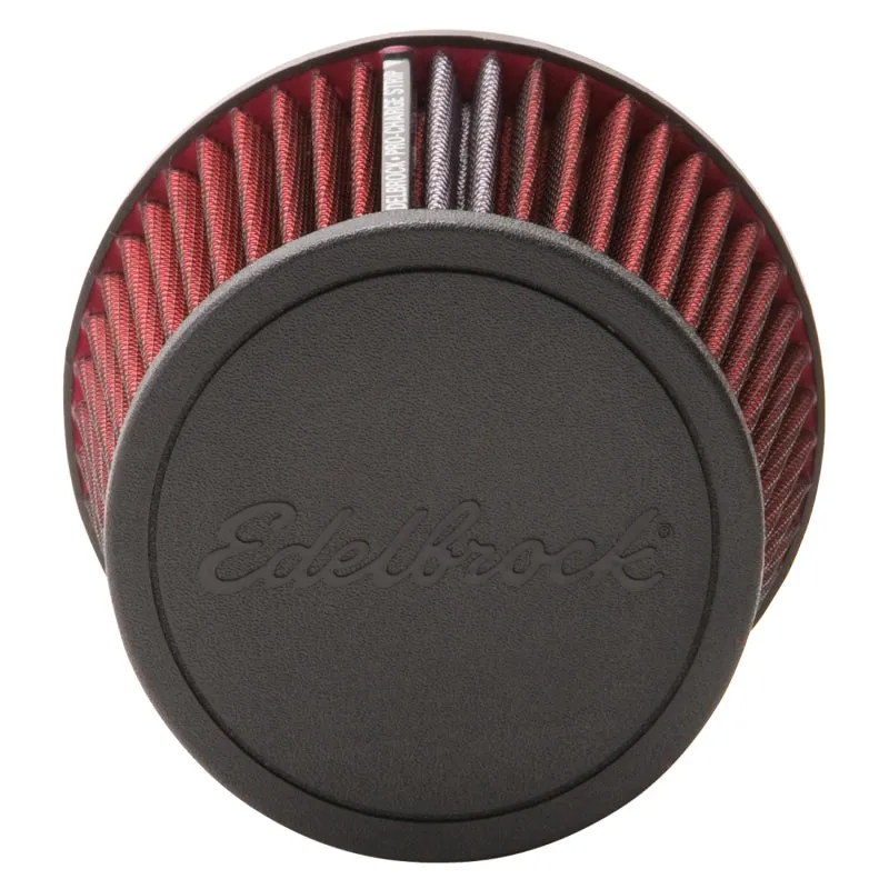 Edelbrock Pro-Flo Air Filter Element Conical 5-1/2" Base - 4-3/4" Top Diameter - 6-1/2" Tall - Chrome/Red