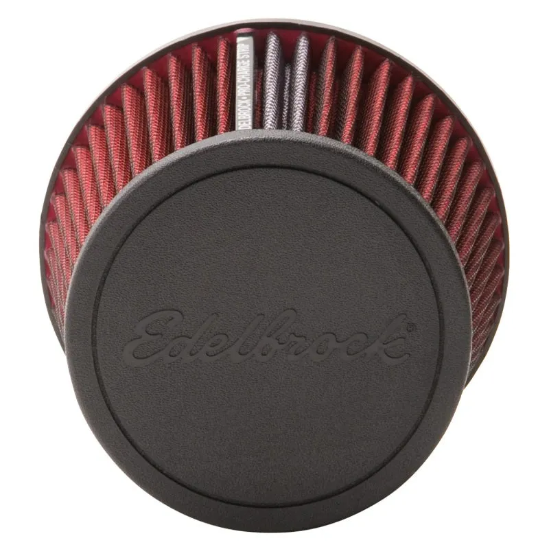 Edelbrock Pro-Flo Air Filter Element Conical 5-1/2" Base - 4-3/4" Top Diameter - 6-1/2" Tall - Chrome/Red