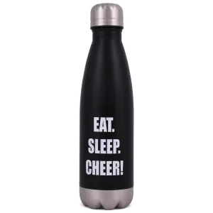 Elanze Designs Eat Sleep Cheer Black 17 ounce Stainless Steel Sports Water Bottle
