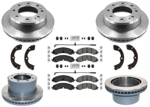 F&R Coated Brake Disc Rotors Brake Pad Set for GMC 3500HD 2020-2024 DRW Dually