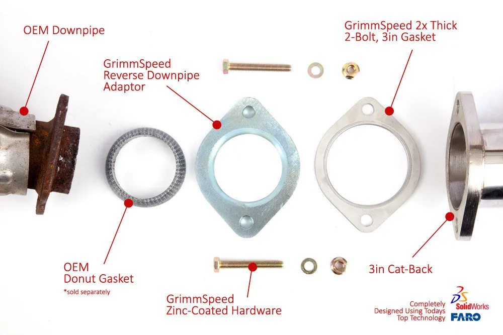 Grimmapeed stock downpipe to 3-inch catback adapter