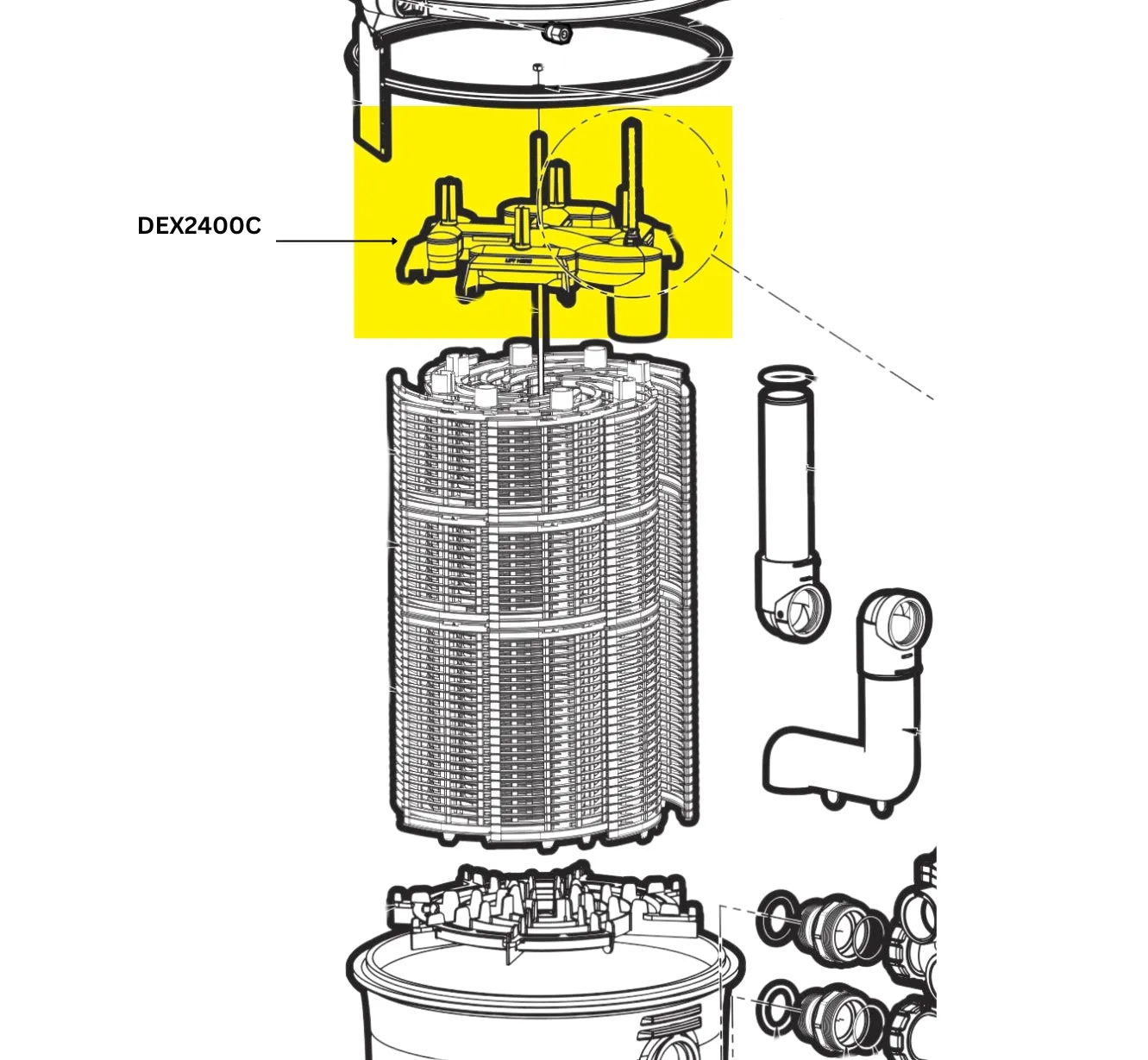 Hayward ProGrid Pool Filter Top Collector Manifold and Flex Air Relief | DEX2400C