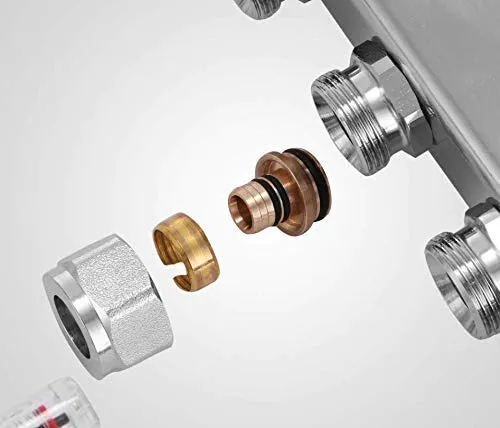 Hydronic Radiant Heat Manifold Brass - 6 Loops 1" & 1/2" NPT