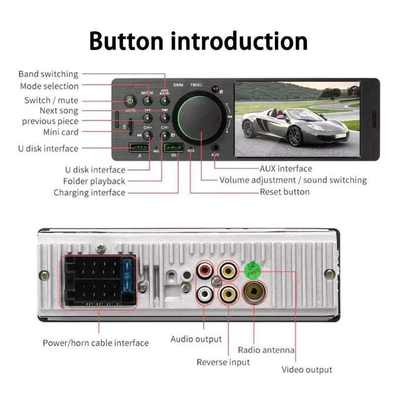 In-Dash MP5 Bluetooth Stereo Receiver