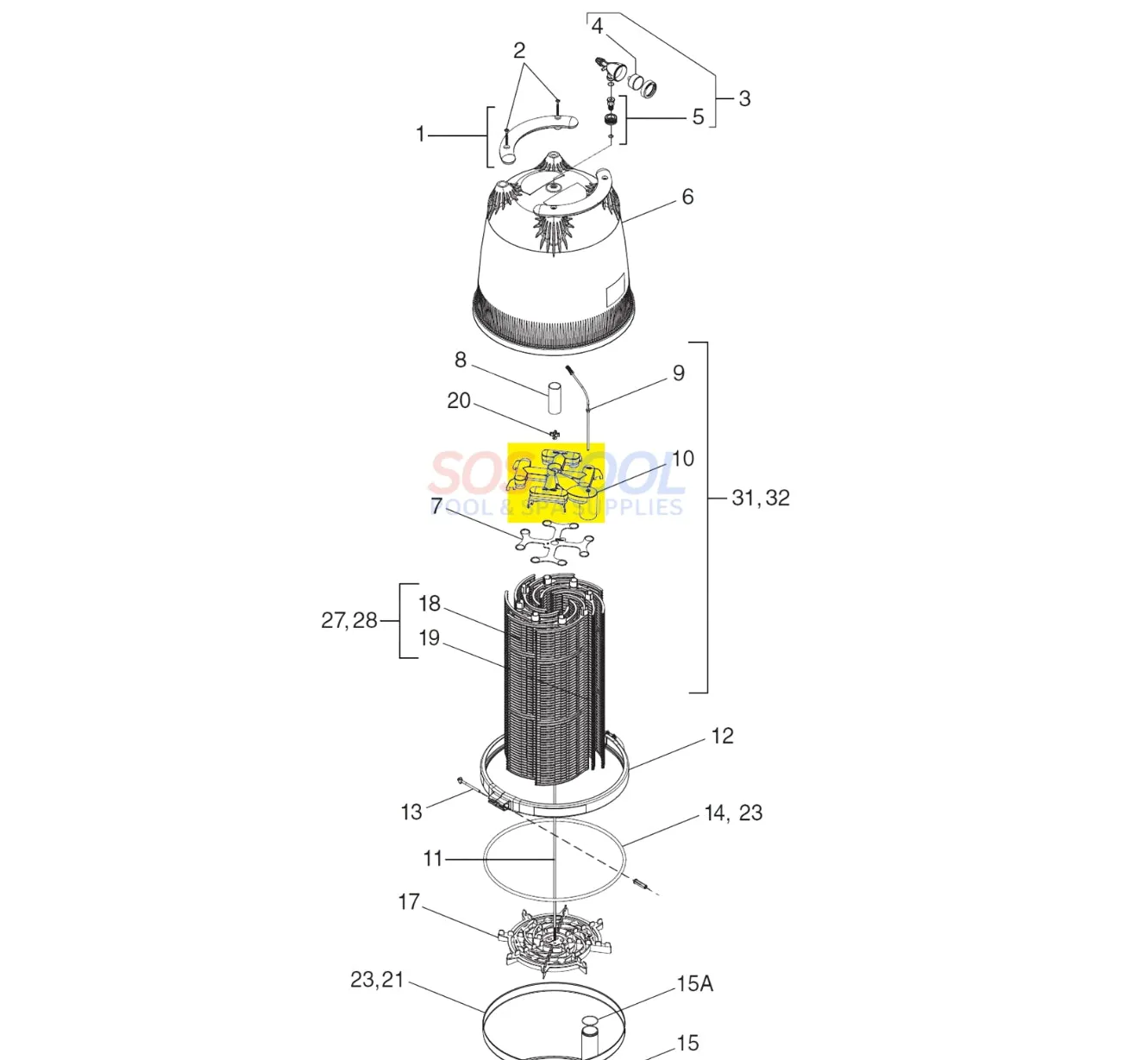 Jandy Manifold Assembly For DEV and DEL Filters | V55-201 | SW-28-400 | R0359000