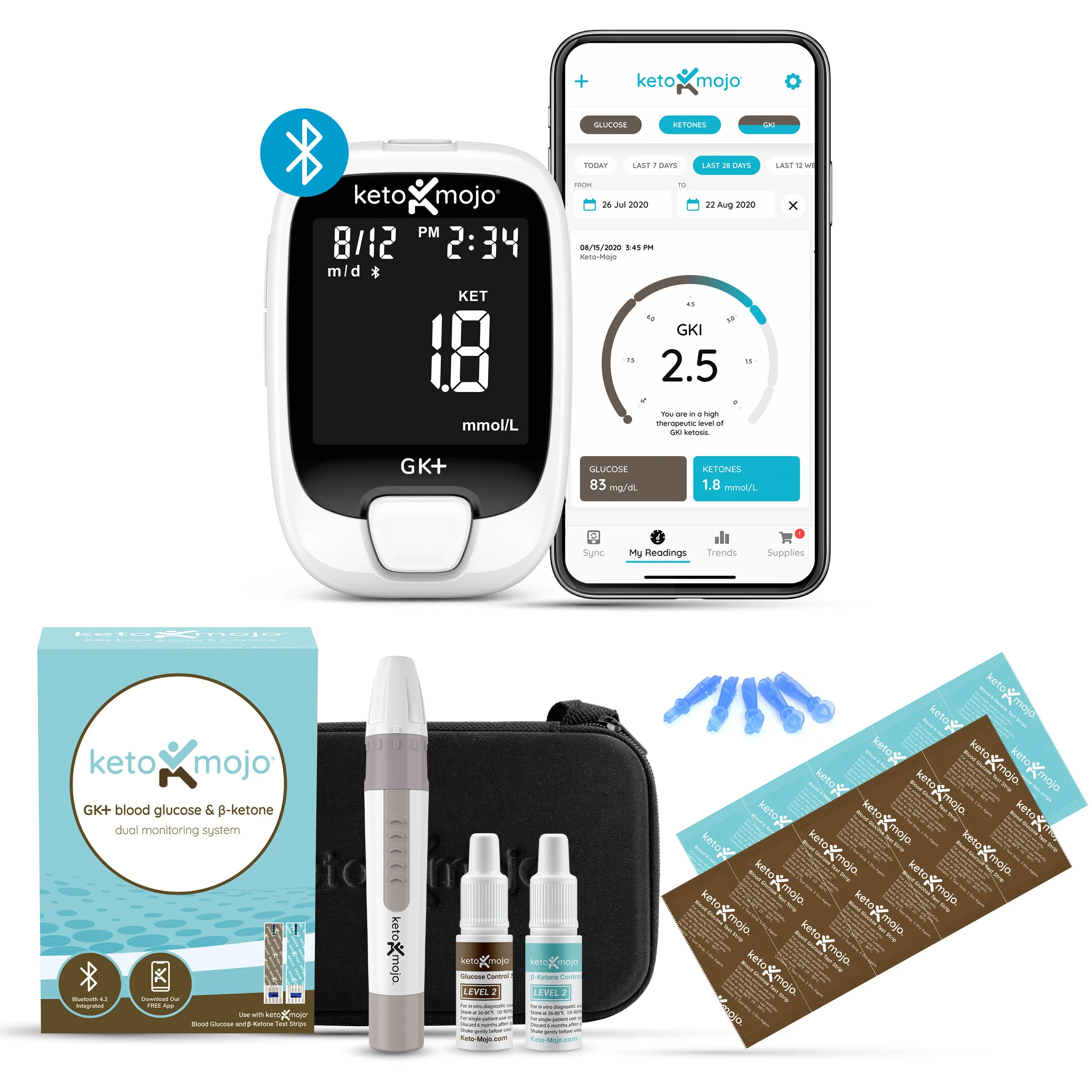 Keto-Mojo GK  Blood Glucose & Ketone Basic Meter Kit - Official Company Listing