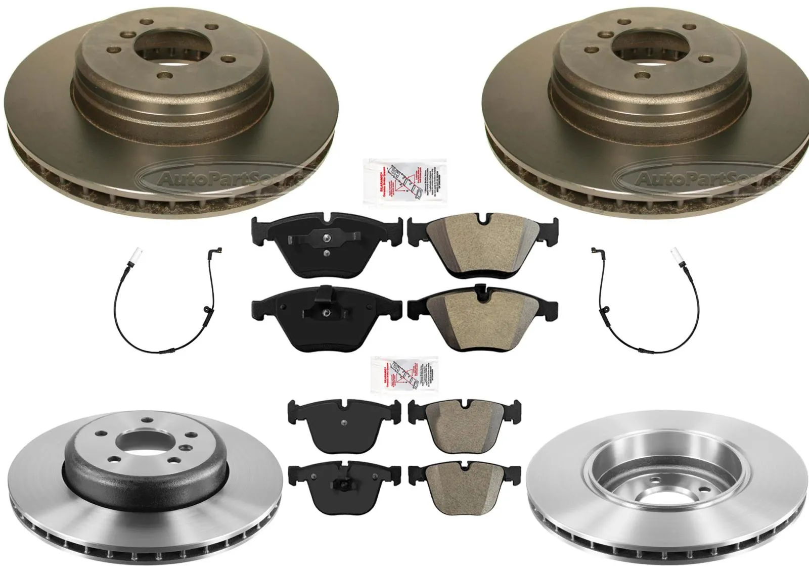 Performance Carbon F&R Disc Brake Rotors Pads For BMW 550i 2006-2010 Sensor