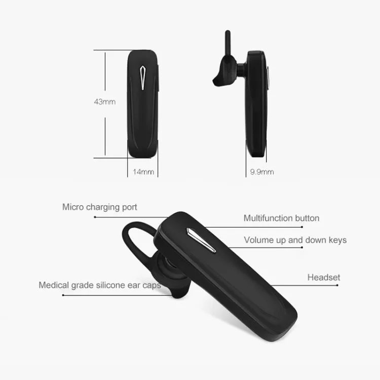 Stereo Bluetooth Headset V4.1 Wireless Headphone Hands Free Earphone for Xiaomi Samsung(Black)
