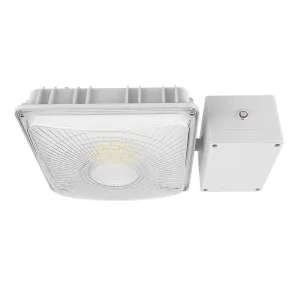 White LED Canopy Light with Emergency Battery Backup - 63W/45W/30W Selectable - 5000K/4000K - 9,360 LM - Dimmable - 120-277V - 150W Equal