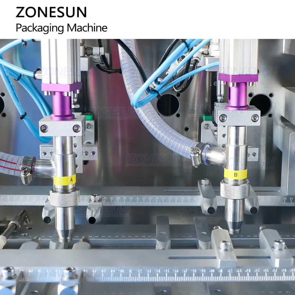 ZONESUN ZS-AFS03 Double Heads Automatic Premade Pouch Bag Sachet Doypack Paste Liquid Filling Sealing Machine For Cosmetic Cream Laundry Detergent Refill